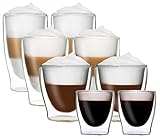 DUOS 8er-Set doppelwandige Thermo-Gläser Latte Macchiato Gläser Set - Doppelwandige Thermo Gläser, Cappuccino Gläser - Kaffeegläser doppelwandig - Latte Macchiato Gläser Doppelwandig by F