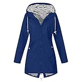 YAOBF Regenjacke Damen Wasserdicht Regenjacke mit Kapuze Wasserdicht Regenparka Regenmantel Outdoorjacken Sportjacken Windbreaker Jacken ÜBergangsjacke Winddichte Wasserabweisend(Blau 2,XXL)