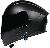 Klapphelm mit Bluetooth MotorradhelmEingebauter Lautsprecher Klapphelm Integrierter Motocross Helm,Automatische Reaktion ECE-Zertifizierung N,L=59-60CM