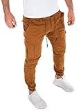 Yazubi Cargo Jogger Herren Hosen Männer Jeans Jogginghose In Jeansoptik Jungen Elijah, Braun (Camel Otter 181018), W30/L32