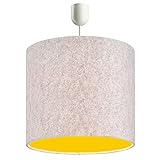 Hellolamp Pendelleuchte Filz zylindrisch E27 Lampenschirm Stoff (Filz braun meliert - Lackfolie gelb, 30x30x30 cm)