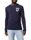 True Religion Herren Crew Neck Long Sleeve T-Shirt, Navy, M