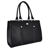 David Jones - Damen Große Tote Handtasche - Frauen Top Griff PU Leder Henkeltasche - Shopper Multicolor Tragetasche - Arbeit Schule Tasche Aktentasche Lange Henkel Arbeitstasche Elegant - Schw