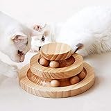 Tarnel Interaktives Katzenspielzeug aus Holz zweilagig drehbar Smart Track Ball Schaukelrolle Geschenke Turntable fü