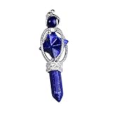 flygogo Healing Crystals Natürliche Kristall Merkaba Pendelfashion Rose Quarz Lazuli Anhänger Kristall Zauberstab Bunte Kette Wicca Für Männer Frauen Schmuck Geschenk (Color : Lazuli)