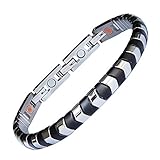 Flex Power Energie Neodym Magnet Armband mit Kupfer Energetix 4you 566 Cu schwarz silber gravierbar Magnetix Retro Design 1232 Größe S - M 16-20