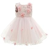 Monimo Baby Mädchen Prinzessin Kleid Taufkleid Festlich Kleid Hochzeit Partykleid Festzug Babybekleidung,Rosa2,12-16 M