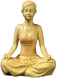 WQQLQX Statue Figuren Boxwood Skulptur Frau Yoga Zen Pose Woodcaring Sculted Figur Body Art Home Ornament Auto Dekoration Geschenke 7,8 * 5,5 * 10,5 cm Spielzeug Skulp