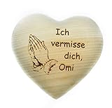 Grabschmuck - Herz aus Holz - ca. 10 x 10 cm - mit individueller Inschrift/G