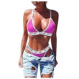 Rosennie Damen Dessous Set Sexy Baby Brief Drucken Unterwasche Versuchung Push up BH + T String Thongs Erotic Lingerie Pyjama für Frauen Reizvolle Reizwäsche Babydoll Neglig