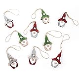 Logbuch-Verlag 9 Wichtelanhänger kleine Wichtel aus Holz Weihnachtsanhänger Natur grün rot Weihnachtsdeko Geschenkanhänger Mini Wichtelgeschenk Deko W