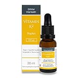 Vitamin K2 MK7 all-trans-Vitamin (Menaquinon) Tropfen 20ml von EXVital (200 µg pro Portion), 600 Tropfen in dosierbarer Pipettenflasche. Keine Konservierungsstoffe. Vegan, hochdosiert, Made in Germany