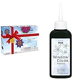 Kreul 42849 - Window Color XXL Set, für kleine und große Kreative, 9 x 80 ml Fenstermalfarben, 80 ml Konturenfarbe & Window Color Konturenfarbe, schwarz 80 ml, zur besseren Abgrenzung von M