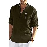 PANBOB Hemd Herrenmode Leicht Langarm Frühling Herbst Herren Henry Hemden Bequem Sport Wild Mode Lässig Outdoor Angeln Golf Herren Freizeithemden D-Grey2 XXL