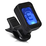 kwmobile Clip-On Digital Stimmgerät Gitarre - auch für Bass Violine Ukulele - Chromatischer Gitarren Tuner - 360° rotierbares Gitarrenstimmg