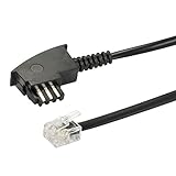 ecabo 10070 3m Telefonkabel Siemens/Telekom – TAE-F Stecker auf RJ11-Stecker – Anschluss-Kabel – Westernstecker – 4adrig – Flachkabel für Telefon AB FAX Modem – schw