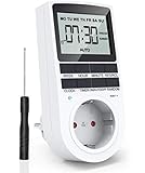 TedGem Digitale Elektrische Zeitschaltuhr Steckdose, Digitale Zeitschaltuhr mit LCD-Display, 10 konfigurierbare Programme und Kinderschutzsicherung 3680W 12/24h Modus einbruchsicheren Zufallsschaltung