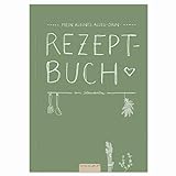 Kleines Alles-Drin A5 Rezeptbuch zum Selberschreiben - DIY Kochbuch, Backbuch schreiben, Geschenkidee, Grün Weiß, Recyclingpapier, S