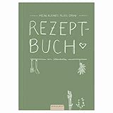 Kleines Alles-Drin A5 Rezeptbuch zum Selberschreiben - DIY Kochbuch, Backbuch schreiben, Geschenkidee, Grün Weiß, Recyclingpapier, S