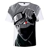 Naruto Cosplay T-Shirt 3D-Druck Cartoons T-Shirt Anime Fans T-Shirt Tops Mode Casual Rundhals Kurzarm Weihnachtsfeier T-Shirt Geschenke für Jungen und Mädchen,A,M