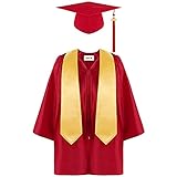 Qiuday Kinder Akademischer Talar Doktorhut und Quaste, Graduation Robe Doktorhut für Abschlussfeiern deko Vorschulkindergarten Abschlusskleid Schal Quaste Hut S