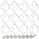 NUPTIO 12 Stücke 8cm Hängen Glaskugel Teelicht Kerzenhalter Paket Aktualisiert Hause Hochzeit Mittelstücke Weihnachten Decor Garten Deko Indoor & Outdoor Teelicht Kerzenhalter (mit 2 Löchern)