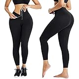 Generic Damen Women Leggings Spandex und Polyester, schwarz, Groß