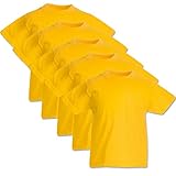 Fruit of the Loom 5 Kinder T-Shirts Valueweight 104 116 128 140 152 Diverse Farbsets auswählbar 100% Baumwolle (128, Sonnenblumengelb)