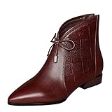 RTPR Winterstiefel Damen Winter Stiefel, Ankle Bare Booties Plateauschuhe mit Dickem Absatz, Damen-Stiefeletten Mit Seitlichem ReißVerschluss Und Niedriger Runder Zehenp