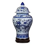 LHMYGHFDP 15'Hohe China Ming Style Jingdezhen Classic Blau Und Weiß Porzellan Drachentempel Keramik Ingwer Glas Vase Für Wohnkultur Tischdek