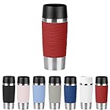 Emsa Travel Mug Waves Isolierbecher N20111 | 0,36 L | bis zu 4h heiß und 8h kalt | 100% dichter Thermobecher | 360°-Trinköffnung | Quick Press Verschluss | Kaffee to Go | R