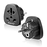 AIEVE 2 STK. Reisestecker USA/UK/Schweiz/Australien/Brasilien zum 2 Pin EU/Deutschland Stecker Typ A,G,I,J auf Typ C Universal Reiseadapter Adapter (schwarz)