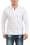 Mivaro Herren Langarmshirt Poloshirt Langarm Hemd Longsleeve Polo Shirt, Größe:M, Farbe:Weiß