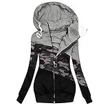 TDEOK Sweatjacke Damen mit Kapuze Kapuzenjacke Outdoorjacke Sportjacke Sweatshirt Winddichter Winterjacke Wintermantel Winterparka Rollkragen Reißverschluss Windjack