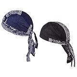 Harilla 2x Schädelkappen Durag Haarausfall Chemo Hut Piraten Kopftuch Bandana Schlafmü