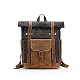 FANDARE Mode Schultasche Herren 15.6 inch Laptop Rucksack Grosse Kapazität Reiserucksack Outdoor Trekkingrucksacke Segeltuch Schw