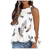 WinDinner Damen Top Basic Tanktop Sommer ärmellos Shirts Druck Ärmellose Blusentop Allover Casual Oberteil Bluse Damen Oberteile Elegant Blusen Shirt Tank Tops für Damen S