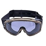 Skibrille Anti-Nebel-Schutzbrillen mit Lüfter Anti-Dust-Airsoft-Paintball-Schutzbrille Brillen mit 2 Objektiv (Farbe : Dark Earth)