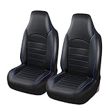 TOYOUN Klassisch Autositzbezüge Vordersitze Highback Sitzbezüge Auto Vordersitze 2er Universal Schonbezüge Auto PU Leder Sitzschoner für Autositz Vorne Schwarz Blue Auto-Zubehör I