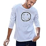 T-Shirt Herren Vier Jahreszeiten Universal Jugend Trend Mode Rundhals Herren Base Shirt Modern Urban Lose Täglich Casual Atmungsaktiv All-Match Männer Langarm Shirt A-D01 M