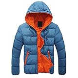 Daunenoptik Steppjacke Herren Outdoorjacke mit Kapuze Übergangsjacke Einfarbig Reißverschluss Hoodie Daunenjacke Winddicht Outdoor Wander Trekking Softshelljacke Casual Regular Fit Bomberjack