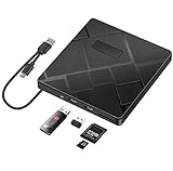 Externes CD Laufwerk, BEVA USB 3.0 & Typ C DVD Laufwerk mit SD/TF Karte Reader CD DVD RW Brenner Tragbarer 2 USB Ports Laufwerk für Laptop, Desktop Mac, iOS, MacBook, Windows 10/8/7 / XP/Vista/Linux