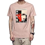 Tomwell Herren Oberteile Anime Tokyo Ghoul 3D Drucken Kurzarm T-Shirt Ken Kaneki Shirt Mode Basic Casual Frauen Männer Mädchen Jungen Sommer Tops Rosa XL