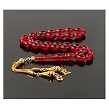 ZJYUUJE Rosenkranz Kette Herren 33 Perlen Bernstein Rosenkranz, Gebet Schmuck Subha Rosary Capsule Cut Tassel 925 Kaliber Silber Sondergestaltung Rosary (Color : Amber, Size : 25cm)