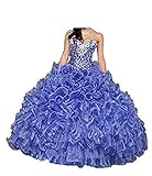 yhfshop Damen Abendkleider Elegant,Unregelmäßiges Quinceanera-Kleid mit Perlenstickerei,Lake Blue,US16w,Elegant Frauen Bodenlang Abendk