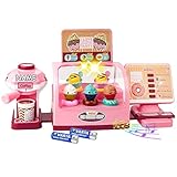 alles-meine.de GmbH 36 TLG. XL Set - elektronische EIS, Kaffee & Muffin Station + Spielzeugkasse _ Licht & Sound Funktion _ inkl. Name + Zubehör - Shop für Kaufmannsladen /