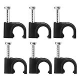 Kabelschellen 100 Stücke 9mm Schwarz Nagelschelle Kabelklemmen Haftclips mit Nagel Kabelclips Kabelhalter für Netzwerkkab