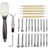 Opaltool 27-teiliges Leder-Prägewerkzeuge, manuelles Handwerk, Schnitzset, verschiedene Formen, Stempel, Set zur Sattelherstellung, DIY Stanzer, H