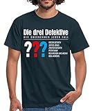 Spreadshirt Die DREI Fragezeichen Detektive Visitenkarte Männer T-Shirt, XL, Navy