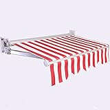 Playpen Sonnensegel wasserabweisend DIY Terrasse einziehbar manuell Markise mit Beschlägen und Kurbel Outdoor Anti-UV und wasserdicht für Hof Balkon Restaurant (Größe: 5 x 3,5 m)